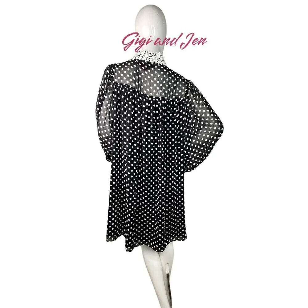 Kate spade Domino Dot Swing Dress Size Medium Black - Picture 6 of 9